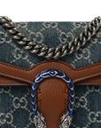 New Denim GG Monogram Dollar Calfskin Enamel Mini Dionysus Shoulder Bag Blue Tea Cuir Epilog Electric Blue