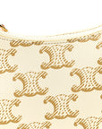 Canvas Calfskin Mini Ava Triomphe Shoulder Bag White
