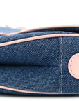 Patent Denim Jeans Saddle Bag Blue Pink