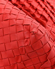 Nappa Intrecciato Ruffle Tote Red
