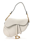 Grained Calfskin Saddle Bag White