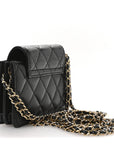 Lambskin Quilted Phone Holder Flap Black