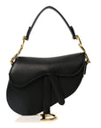 Grained Calfskin Mini Saddle Bag Black
