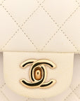 Caviar Quilted Medium Double Flap White