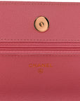 Caviar Quilted Wallet on Chain WOC Pink
