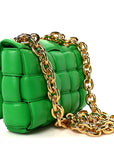 Lambskin Maxi Intreccio Padded Chain Cassette Crossbody Bag Racing Green