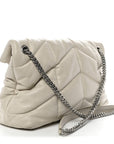 Lambskin Quilted Medium Loulou Puffer Monogram Chain Satchel Crema Soft