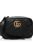 Calfskin Matelasse Mini GG Marmont Chain Shoulder Bag Black