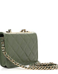 Lambskin Quilted Trendy CC Card Holder On Chain Green