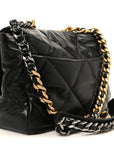 Goatskin Quilted Large CHNL 19 Flap Black