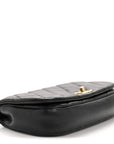 Calfskin Quilted Coco Mail Clutch With Chain Black