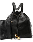 Lambskin CC Drawstring Backpack Black