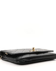 Lambskin Quilted Trendy CC Wallet On Chain WOC Black
