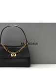 Natural Smooth Calfskin Nano Rodeo Top Handle Handbag Black
