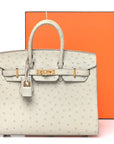 Ostrich Birkin Sellier 25 Gris Perle