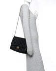 Lambskin Quilted Side Flap Black