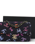 Printed Fabric Quilted Mini Rectangular Flap Black Pink Blue Yellow Orange