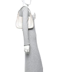 Ancora Calfskin Web Small Jackie Shoulder Bag Light Grey