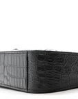 Calfskin Crocodile Embossed Le 5 A 7 Hobo Black