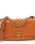 Lambskin Quilted Medium CHNL 19 Flap Light Brown