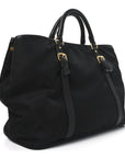 Tessuto Nylon Soft Calf Small Tote Black