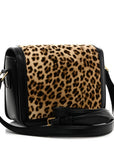 Velvet Calfskin Leopard Print Teen Triomphe Bag Brown Black