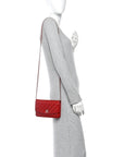 Patent Quilted Brilliant Wallet On Chain WOC Red