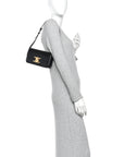 Shiny Calfskin Triomphe Shoulder Bag Black