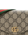 GG Supreme Monogram Textured Dollar Calfskin Web Mini Ophidia Envelope Shoulder Bag Beige Ebony New Acero