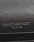 Grain De Poudre Matelasse Chevron Monogram Envelope Chain Wallet Asphalt White