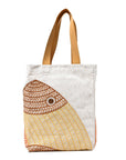 H Canvas Embroidered Poisson Natte Beach Bag Camel Jaune
