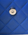Lambskin Quilted Square Wallet On Chain WOC Blue