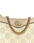 GG Supreme Monogram Textured Dollar Calfskin Web Mini Ophidia GG Handbag Beige Mystic White Oatmeal