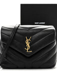 Calfskin Y Quilted Monogram Toy Loulou Crossbody Bag Black