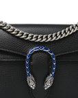 Dollar Calfskin Enamel Small Dionysus Shoulder Bag Black Electric Blue