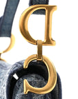 Oblique Embroidered Saddle Bag Denim Blue