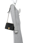 Lambskin Studded Medium D1ORama Flap Bag Black