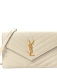 Grain De Poudre Matelasse Chevron Monogram Envelope Chain Wallet Crema Soft