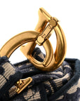 Oblique Embroidered Saddle Bag Blue