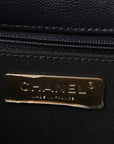 Goatskin Quilted Large CHNL 19 Flap Navy Blue