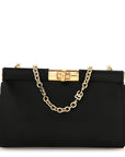 Satin Small Marlene Chain Clutch Black