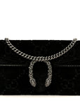 Velvet Skipper Crystal GG Monogram Super Mini Dionysus Shoulder Bag Black