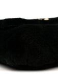 Shearling Lambskin Crystal Strass Flap Black