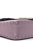 Metallic Cuoio Roma Sellerissima Nappa Sintetica Tape Stitch Mini Baguette Rosa Placca Argento