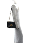 Calfskin Matelasse Medium GG Marmont Shoulder Bag Black
