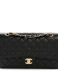 Caviar Quilted Medium Double Flap Black