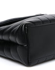 Calfskin Y Quilted Monogram Small Loulou Chain Satchel Black