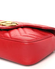 Calfskin Matelasse Super Mini GG Marmont Shoulder Bag Hibiscus Red