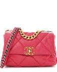 Lambskin Quilted Medium CHNL 19 Flap Dark Pink