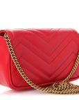 Calfskin Matelasse Super Mini GG Marmont Shoulder Bag Hibiscus Red